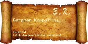 Bergman Koppány névjegykártya